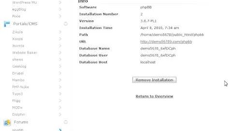How to remove a script installed by Softaculous