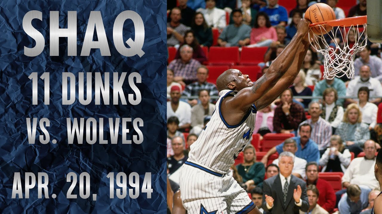 Shaq Dunkfest - 11 Dunks vs. Timberwolves (1994)