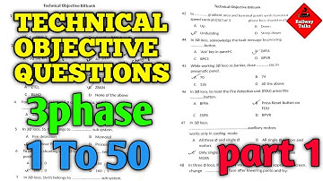Technical Objective Questions Ans | 3phase questions 1 to 50 | Railway Talks | part 1