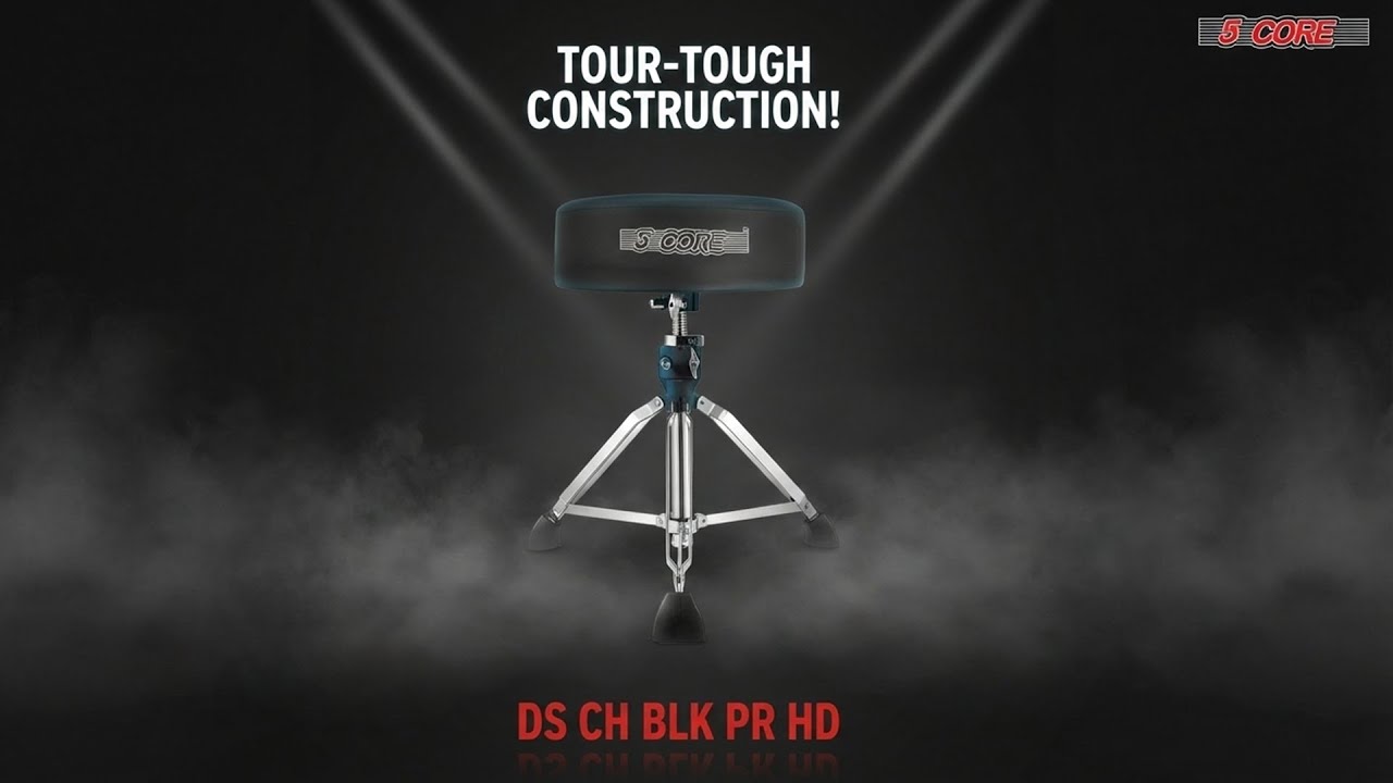 5 Core Drum Throne | 4” Thick Padded Heavy Duty Adjustable Chair (DS CH BLK PR HD)