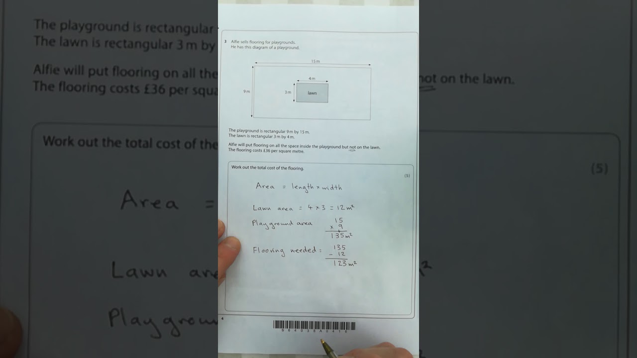 Reform maths functional skills L1 (Calc) - Q3 (AREA)