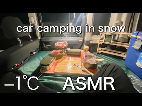 【ASMR】−1℃小さな車で一夜を過ごす| car camping