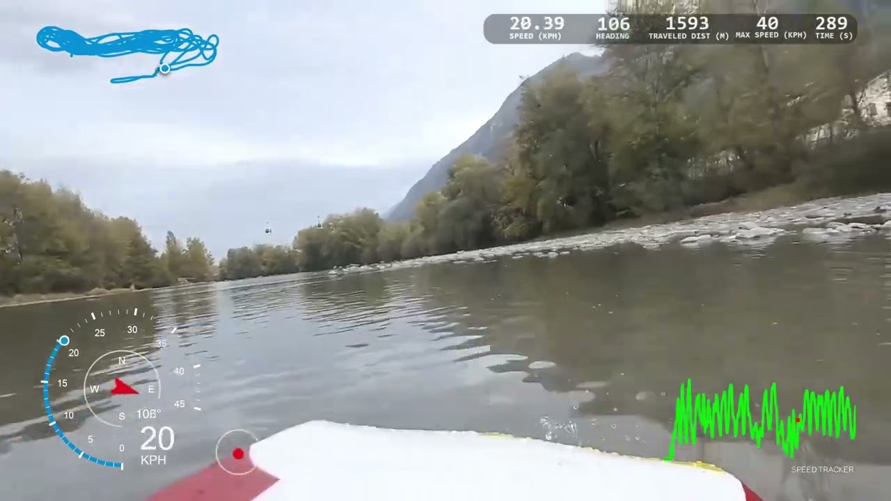 rc depron airboat  - gps data overlay