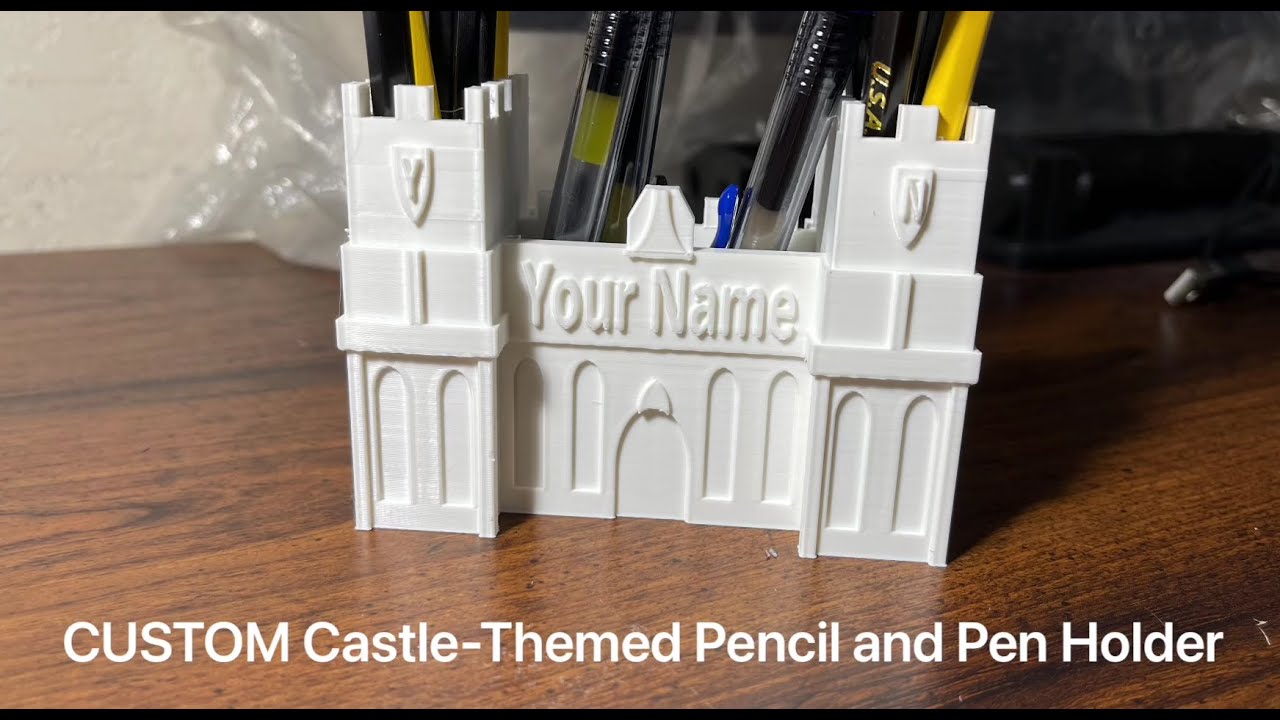 CUSTOM 3D Printed Castle-Themed Pencil and Pen Holder
