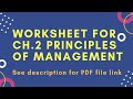 Worksheet of Ch 2 Principles of Management class 12th CBSE business practice of case studies solving