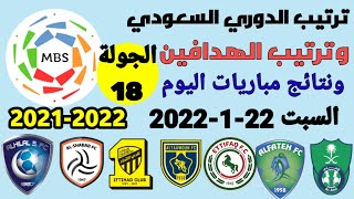 ترتيب الدوري السعودي وترتيب الهدافين ونتائج مباريات اليوم السبت 22-1-2022 من الجولة 18