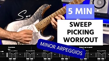 5 MIN SWEEP PICKING WORKOUT | Master 3-string shapes - minor arpeggios