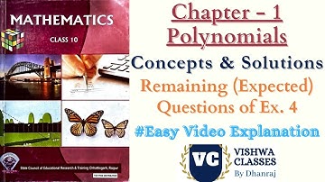 Class 10 Maths | Chapter 1 Polynomials | Ex. 4 Remaining Questions | English Medium CG Board SAGES