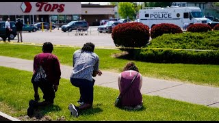 Chatting the Pictures: Mass Shooting Hate Crime in Buffalo, A Prayerful Photo Outside Tops Market
