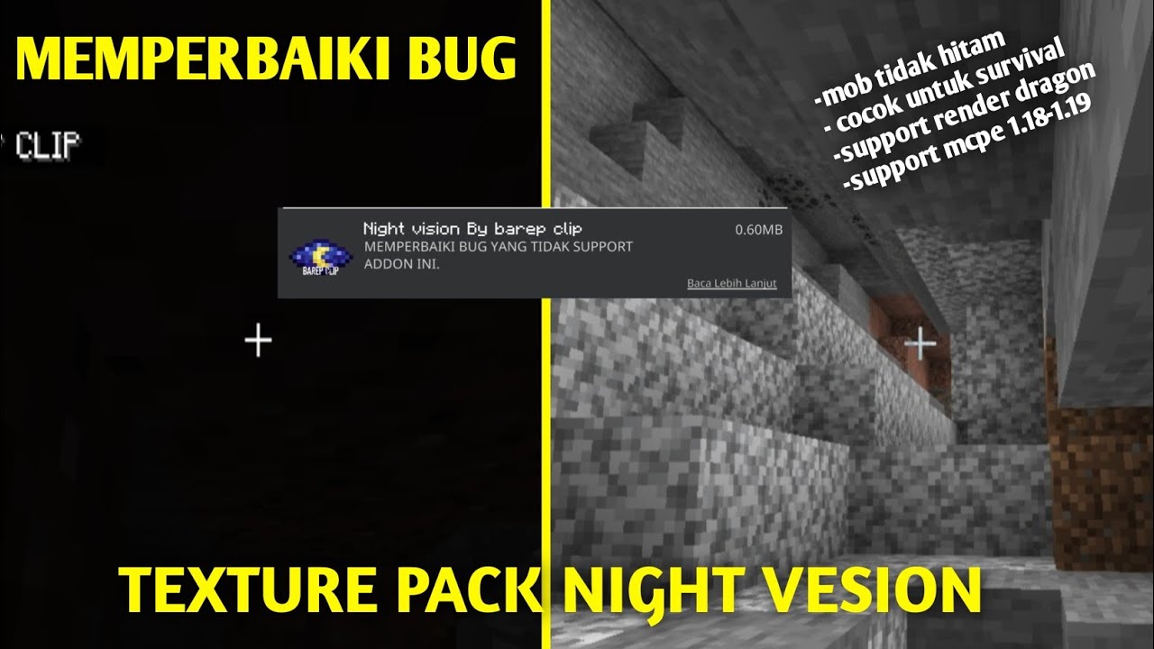 😱TERBARU!! texture pack night vision mcpe 1.181.19 support render