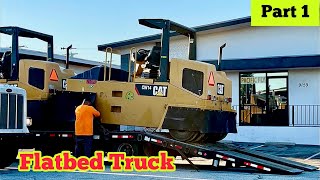 FLATBED TRUCK in Action (Part 1/2) ~ Loading CAT® CW14 Pneumatic Compactors