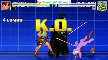 Twilight Sparkle And The Red Ranger VS Lara Croft And Darth Vader In A MUGEN Match / Battle / Fight