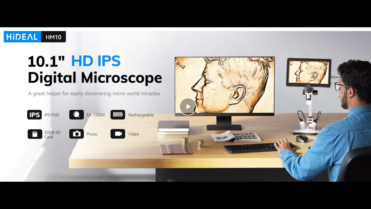 Hideal HM10 10.1インチHD IPSデジタル顕微鏡1500X、16MPコイン顕微鏡拡大鏡エラーコイン用ライト付き、LC Amazon.co.jp:  はんだ付け顕微鏡 7インチIPS HDスクリーンと1400°F耐熱マット 12MPデジタル顕微鏡 1600倍 LEDライト 28個付き コイン顕微鏡拡大鏡  エラーコイン用 ...