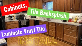 Installing Kitchen Cabinets, LVT, and Backsplash Time-lapse