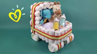 Pampers Baby Shower DIY Ideas: Stroller Diaper Cake with Pampers Newborn