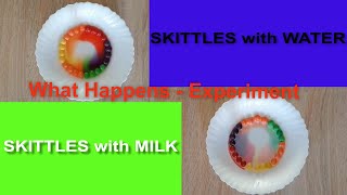 Skittles with Water or Milk reaction experiment with explanation