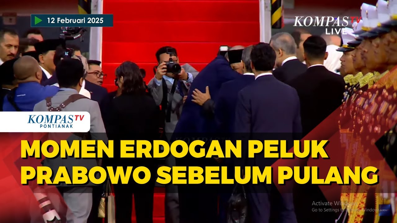 Sebelum Pulang Ke Turki Erdogan Peluk Prabowo Dengan Hangat
