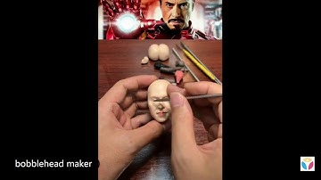 ironman bobblehead clay head sculpting process