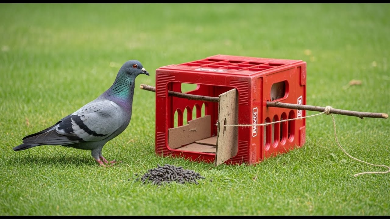 Simple DIY bird trap, unique quick pigeon trap using a paper box -