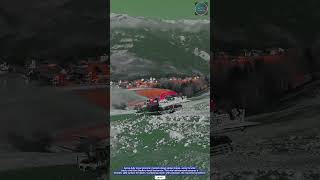 Power &amp; Precision: Heavy-Duty Snow Groomer Mastering Alpine Slopes for Perfect Ski Terrains