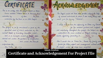 Acknowledgement & Certificate 📑🌸 || Project File || #projectfile #diycraft #englishwriting #writing 