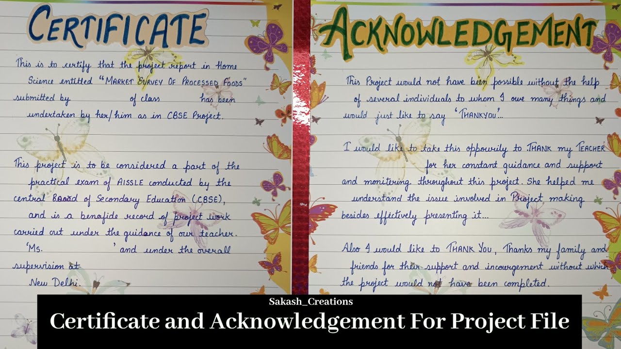 Project Recognition Form Acknowledgement & Certificate 📑🌸 || Project File || #projectfile # ...