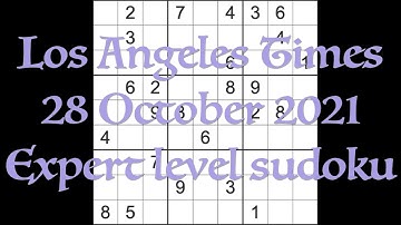 Sudoku solution – Los Angeles Times sudoku 28 October 2021 Expert level
