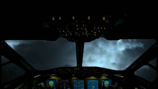 1 Hour Flying through a Storm in the Cockpit With Rain, Thunders & Wind Sounds. ASMR.