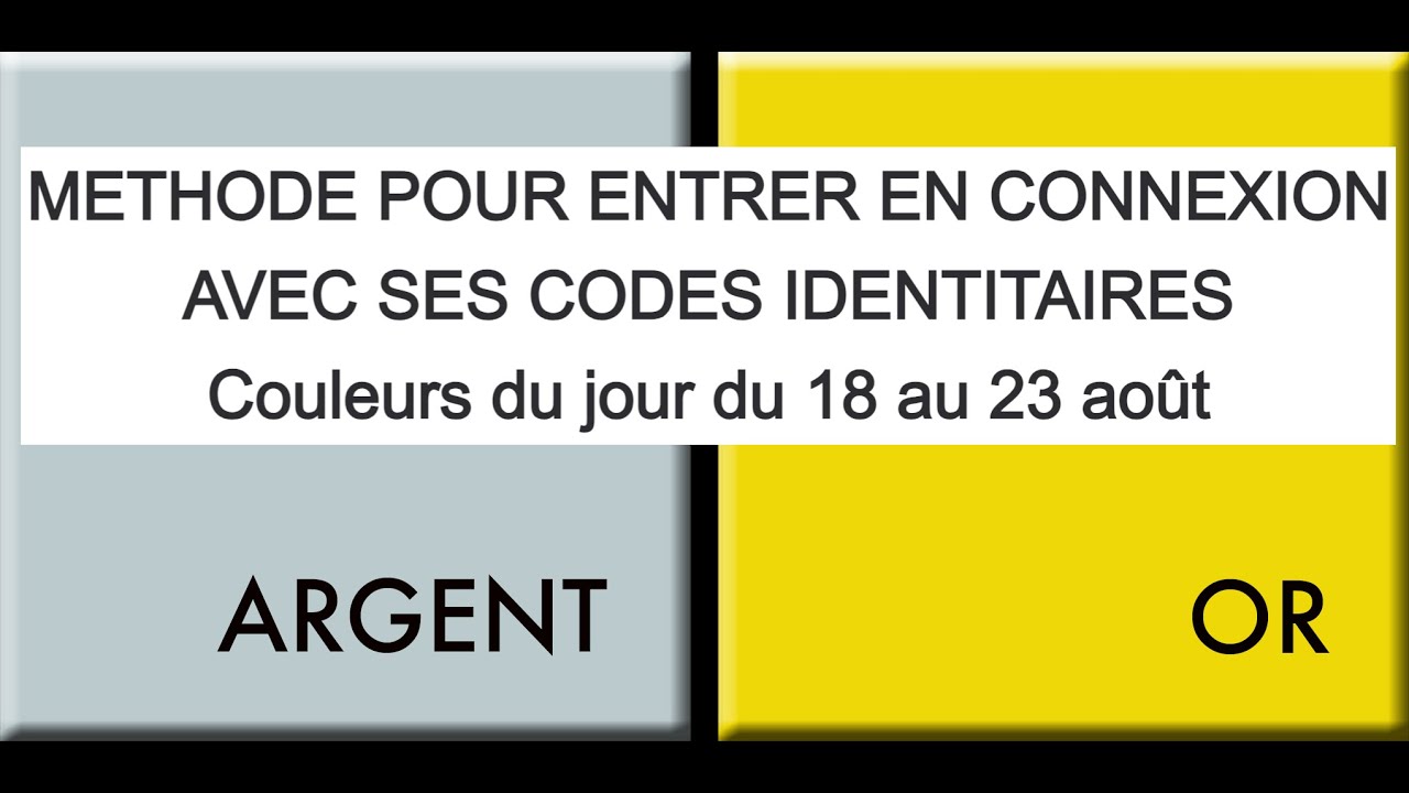 METHODE POUR ENTRER EN CONNEXION AVEC SES CODES IDENTITAIRES, Couleurs ...