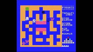 Pyramid Warp // MSX // 2 Loops
In each pyramid room, you have three boxes to open. In one box theres:
1) an extra skeleton enemy you must dodge in order to do not lose a life;
2) a gun (you can use it to kill enemies, except the skeleton that its unwinnable);
3) a ring (the key to advance to the next room).
You dont need to open all three boxes. Once found the ring, advance immediately to the next room!
After completing the first room, the game gets harder.
Its a cool and fun game. A plus version of this game is released too, with better music and graphics. Ill probably make a gameplay of that version too!
Enjoy my video! Pyramid Warp // MSX // 2 Loops