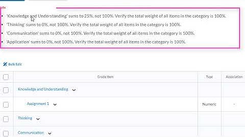 Brightspace Grades Tool - Part 2 of 4 - Categories and Grade Items