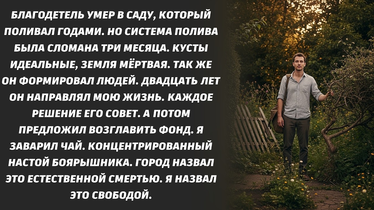 Благодетель формировал мою жизнь годами. Я убил его за 15 грамм боярышника. Цена свободы.