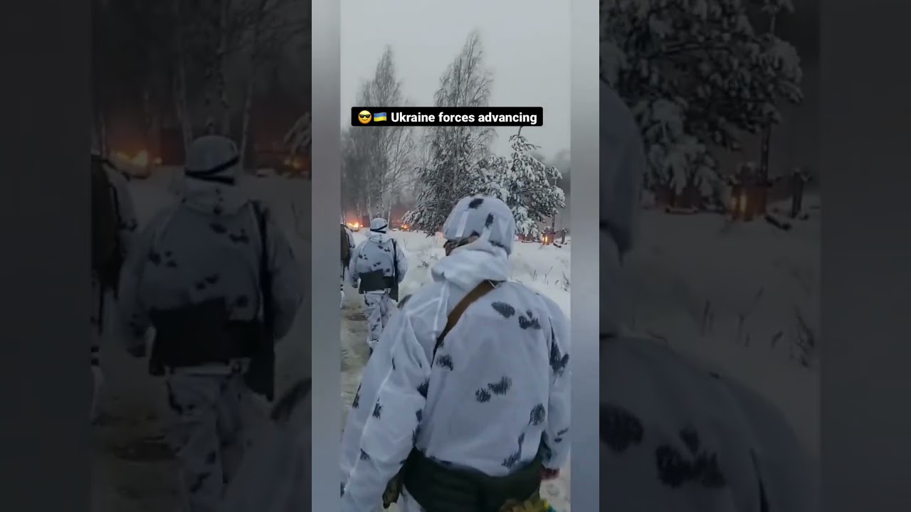Ukraine army in winter camouflage advancing towards occupied territory. #ukraine