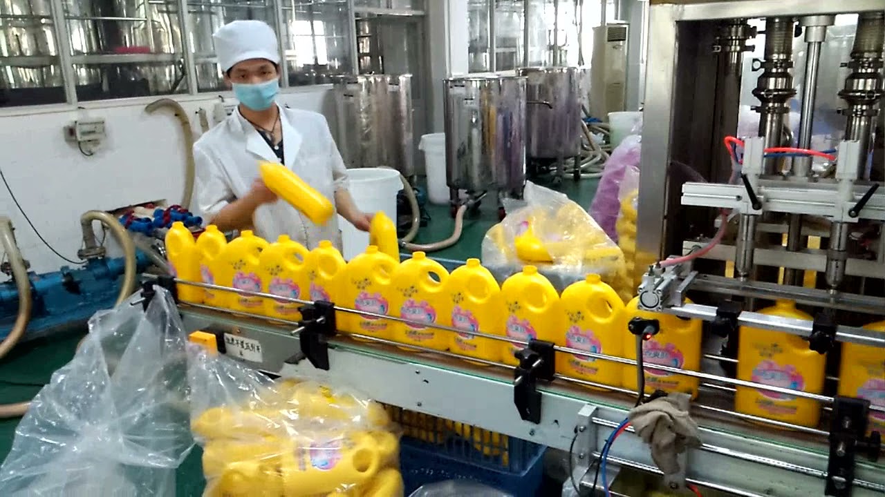 Real Shots of Shower Gel Production Workshop! Automatic Filling Machine for Liquid Bath Soap, Cream