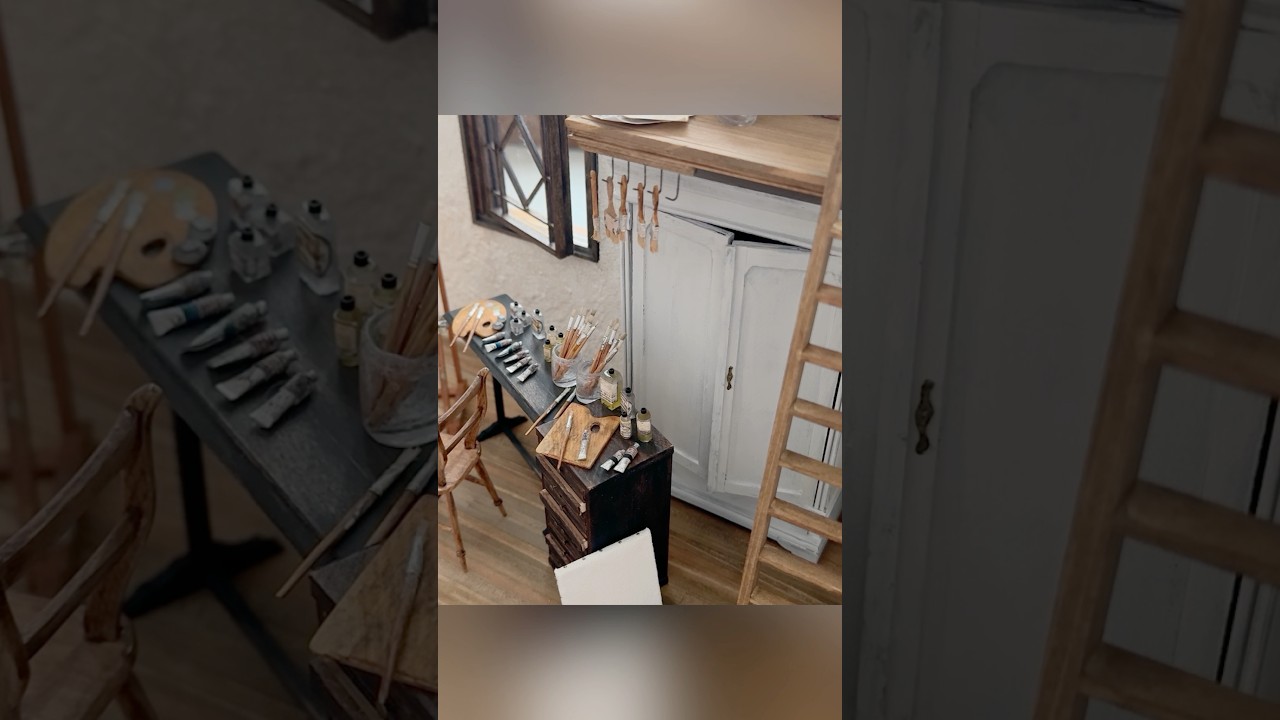 小さなアトリエのドールハウスを手作り #diy #dollhouse #miniature #art #shorts