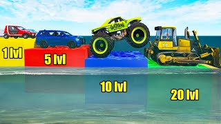 Cars Descend to Lowest Water Level - Beamng drive