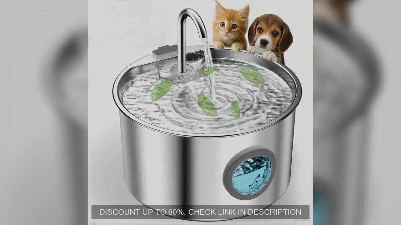 Stainless Steel Cat Water Fountain , 108oz Pet Fountain Dispenser Automatic for Inside Dog Cats Drin