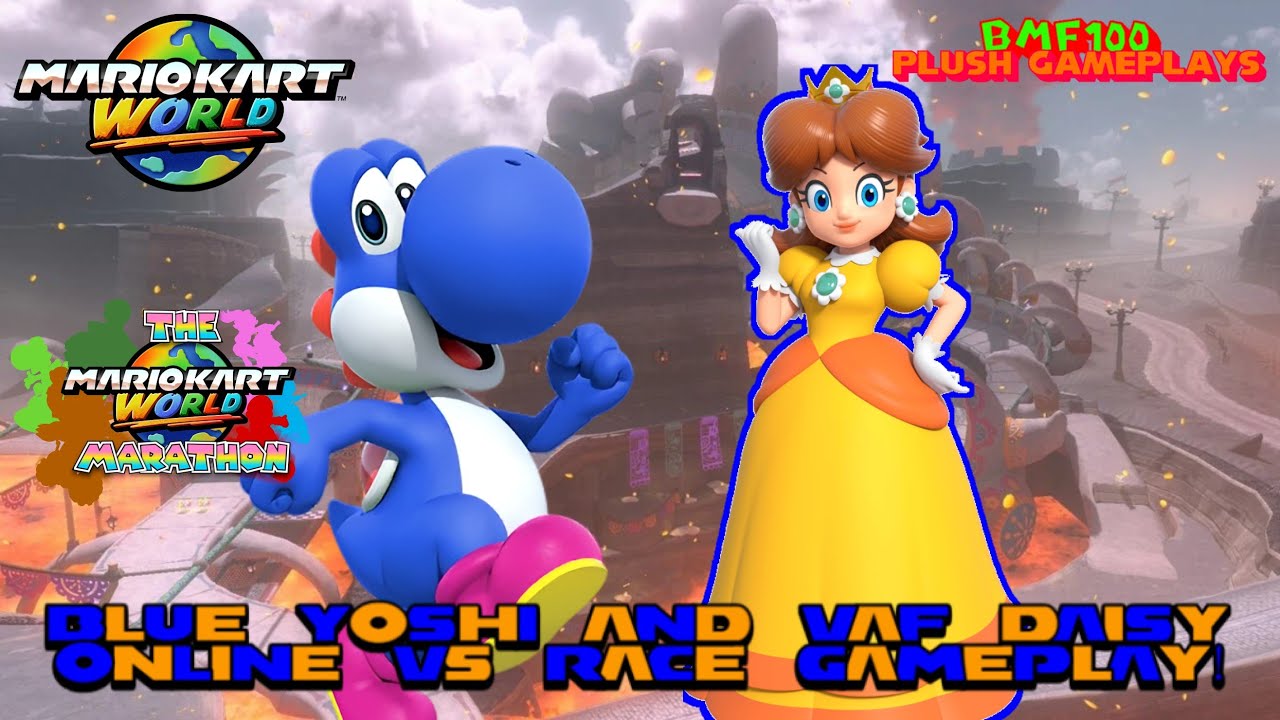 BMF100 Plush Gameplays: Mario Kart World Blue Yoshi & VAF Daisy Online VS Race Gameplay!