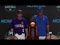 LSU Jay Johnson and Florida Kevin O&#39;Sullivan handshake before CWS National Championship series