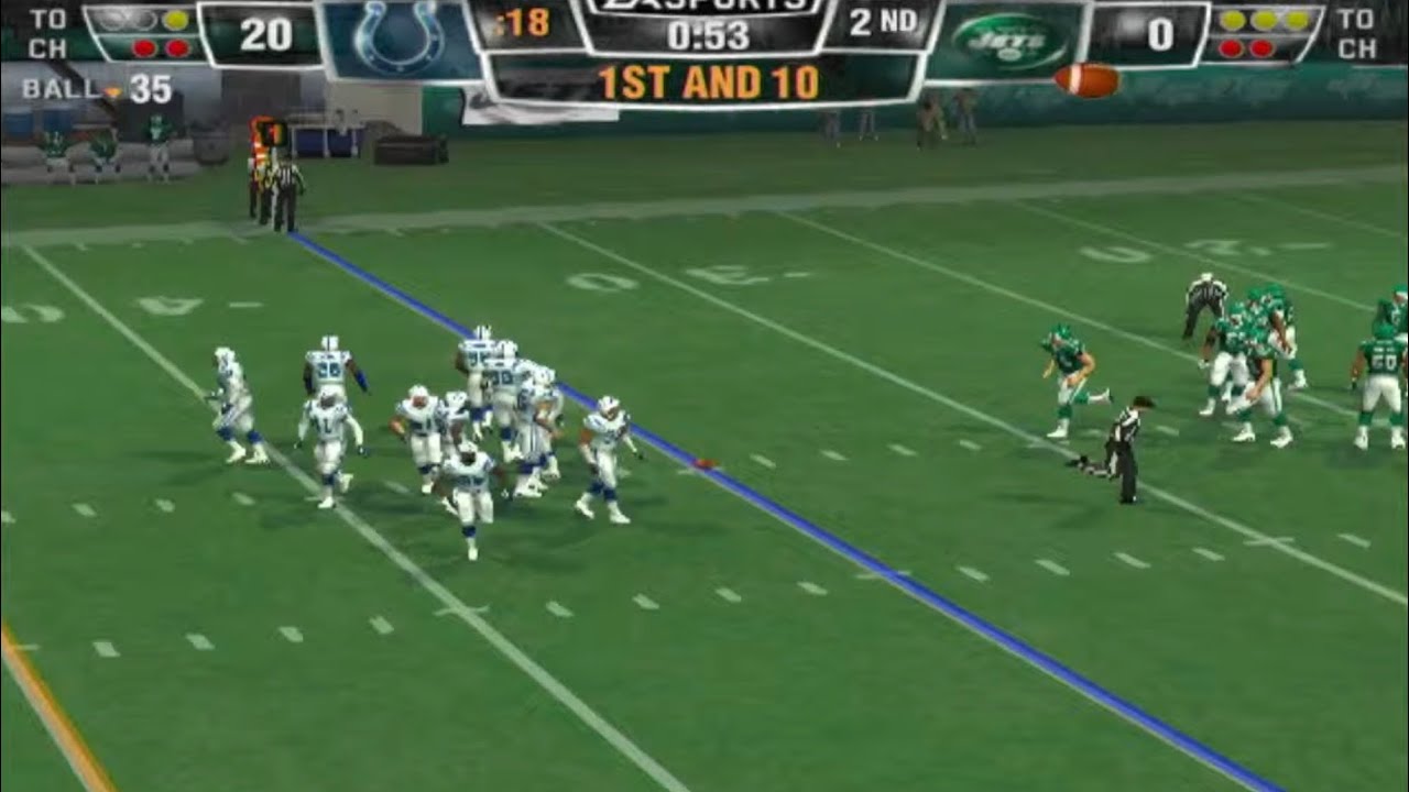 Madden NFL 12 (PS2) colts vs jets (CPU vs CPU)