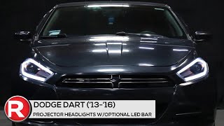 DIY Install SpecD Projector Headlights Dodge Dart (1316) w/ Optional LED Bar  Black/Chrome/Smoked