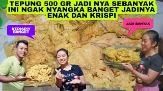 TEPUNG 500GR JADI NYA SEBANYAK INI NGAK NYANGKA BANGET JADINYA ENAK DAN KRISPI ☺😘