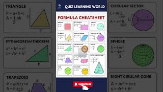 Ultimate Math Formula Cheat sheet 📚 | Speed Up Your Calculations! #MathTricks #Cheatsheet