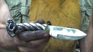 Blacksmithing Knifemaking  Forging A Ram's Head Railroad Spike Knife