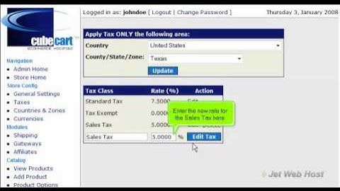 How to configure sales tax in CubeCart