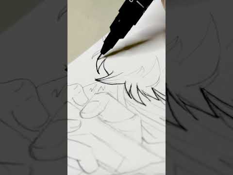Drawing-Gintoki-of-Gintama-✨-Part-1-#inking-#shorts-#anime