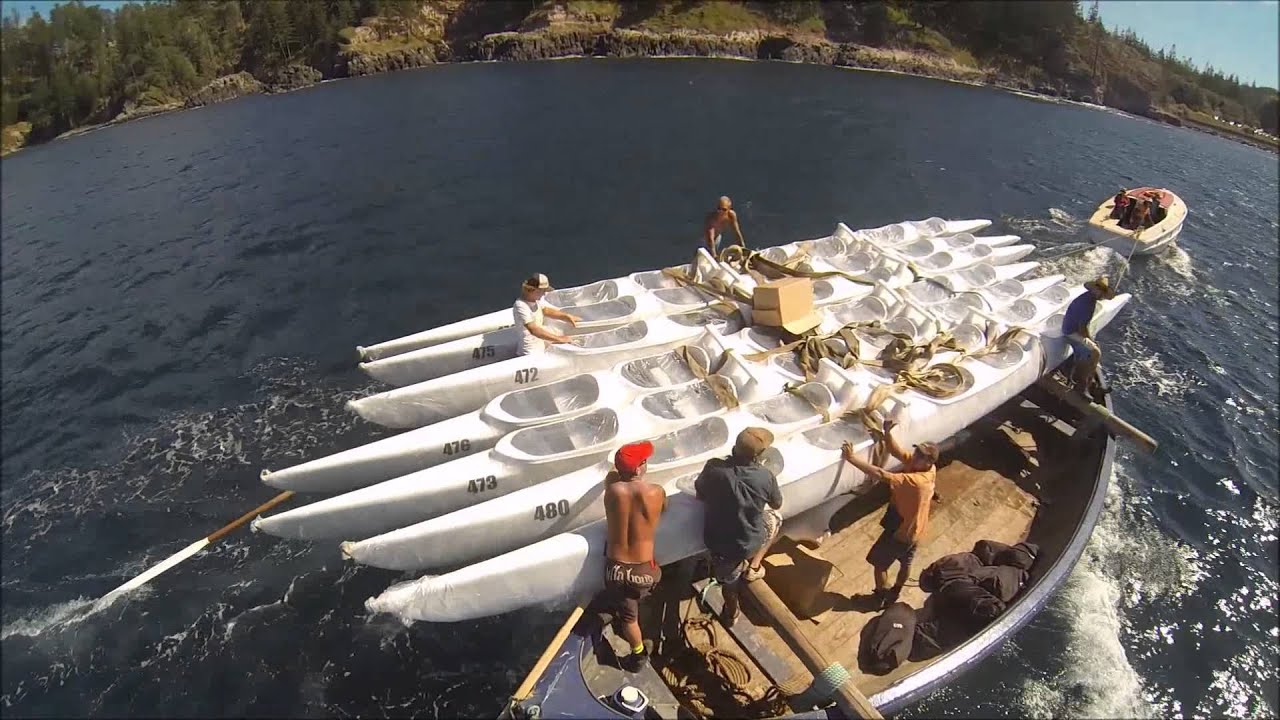 Unloading the ship Norfolk Island Wa'a Outrigger Club canoes YouTube