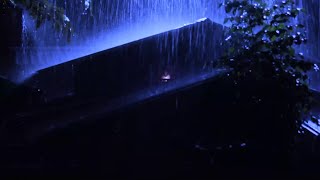 Heavy Rain And Thunder - Rain On The Corrugated Iron Roof At Night - Forest Rain Atmosphere