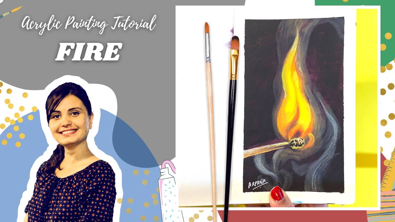 How to Paint fire and smoke with acrylic/ Painting fire tutorial for