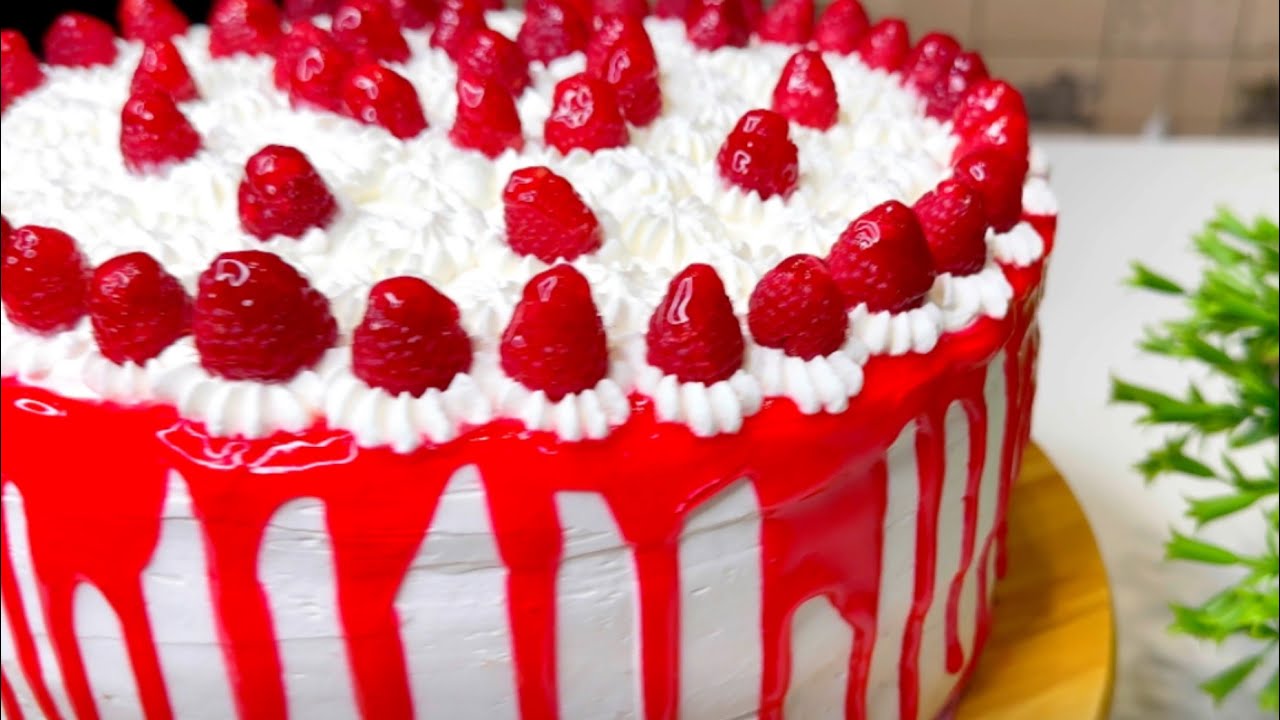 ♥️DONDURMA DADINDA  çox ləzzətli QAYMAQLI ,MORUQLU(malinalı) tort 😋🤌Торт с малиной 👍🏻 